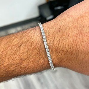 7.75 Carat natural VS diamond white gold 4 prong unisex tennis bracelet